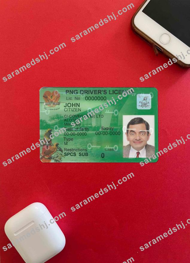 Papua New Guinea driving license template in PSD format, 2020 – present photolook FRONT
